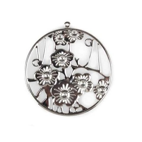 MEDAGLIONE METALLO CON FIORI S